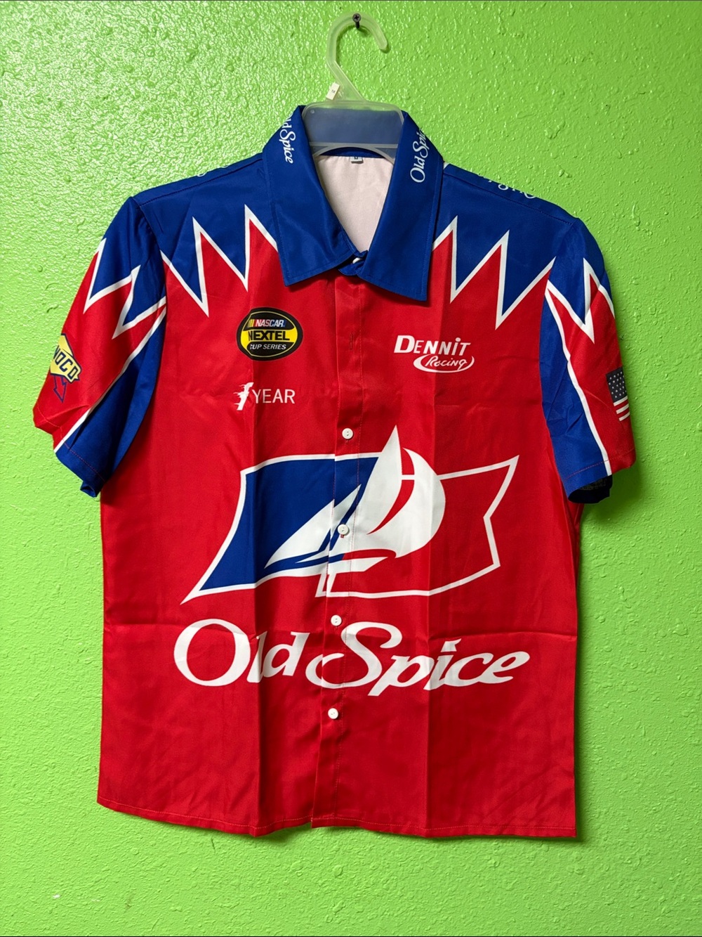Men’s Red & Blue Short-Sleeve Button-Down Shirt